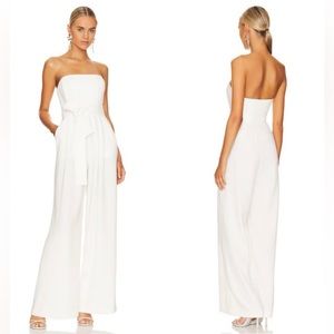 NWT A.L.C. Elsie Women’s White Strapless Belted Jumpsuit With Pockets Size 12
